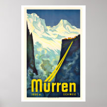 Mürren Schweiz Vintage-Ski-Poster