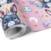 mürrisch blauer Einhornhase Geschenkpapier (Rolleneckpunkt)