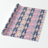 mürrisch blauer Einhornhase Geschenkpapier (Ungerollt)