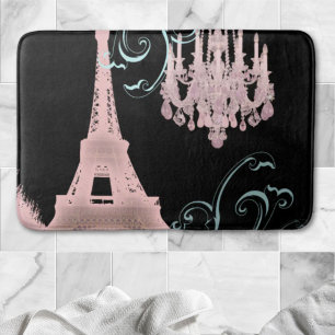 Mürrisch eleganter Retro-Mode-Rosa-Paris-Eiffeltur Badematte
