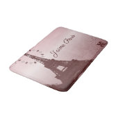 Mürrisch eleganter Retro-Mode-Rosa-Paris-Eiffeltur Badematte (Schrägansicht)