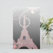 Mürrisch-eleganter Schwarz-Rosa-Paris-Eiffelturm Briefpapier (Stehend Vorderseite)