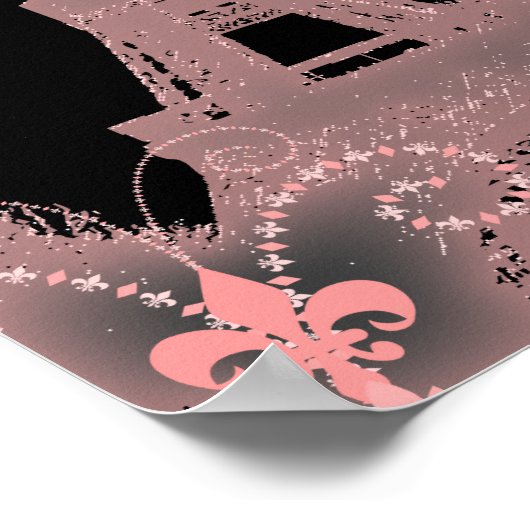 Mürrisch-eleganter Schwarz-Rosa-Paris-Eiffelturm Poster (Ecke)