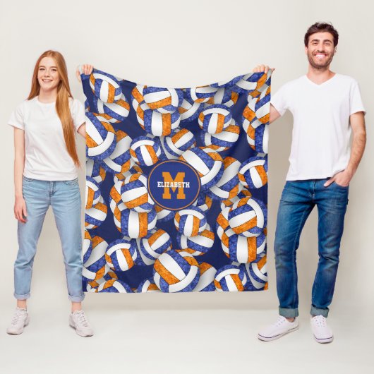 Mürrisch-orangefarbene Volleyballfarben Fleecedecke (Beispiel)