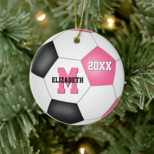 Mürrisch rosa niedlicher Keepsake-Fußball Keramik Ornament