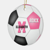 Mürrisch rosa niedlicher Keepsake-Fußball Keramik Ornament (Links)