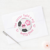 Mürrisch rosa schwarzes Fußballfeld ist mein glück Quadratischer Aufkleber (Umschlag)