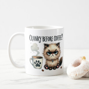 Mürrisch vor dem Kaffee, grantige Katze Kaffeetass Kaffeetasse