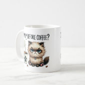 Mürrisch vor dem Kaffee, grantige Katze Kaffeetass Kaffeetasse (Vorderseite Links)