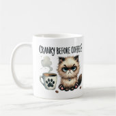 Mürrisch vor dem Kaffee, grantige Katze Kaffeetass Kaffeetasse (Links)