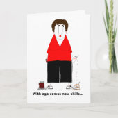 Mürrische ältere Dame mit Kaffee und Schokolade Karte (Vorderseite)