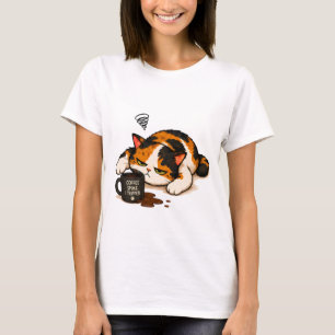 Mürrische Calico-Katze - Kaffee sprach T-Shirt
