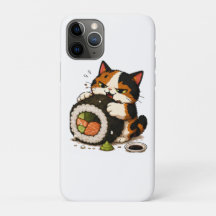 Mürrische Dreifarbenkatze Sushi-Liebhaberin
