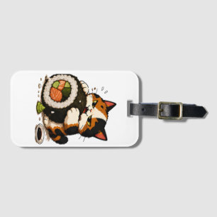 Mürrische Dreifarbenkatze Sushi-Liebhaberin Gepäckanhänger