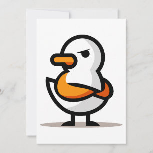 Mürrische Ente Minimalistische Cartoon-Maskottchen Feiertagskarte