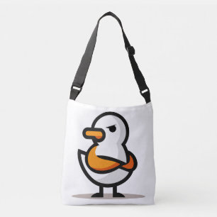 Mürrische Ente Minimalistische Cartoon-Maskottchen Tragetaschen Mit Langen Trägern