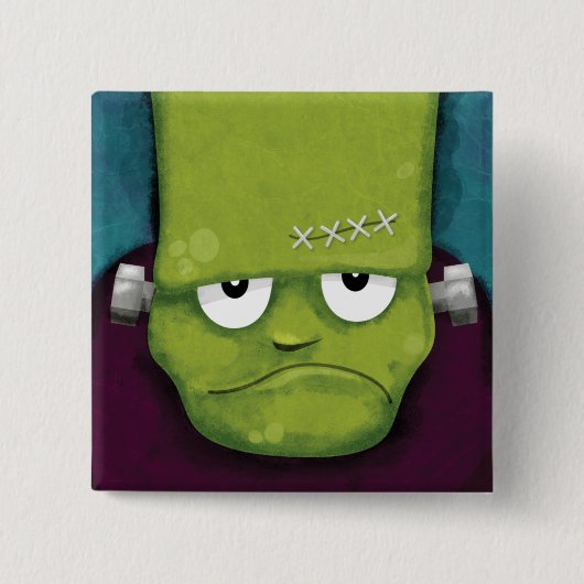 Mürrische Frankenstein | Halloween Neuheit Button (Vorderseite)