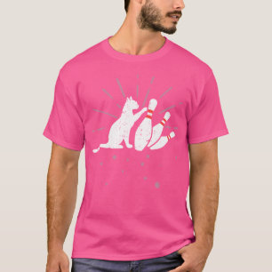 Mürrische Gassenkatze stößt Pins um Lustige Bowlin T-Shirt