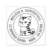 Mürrische getigerte Katze Runde Adresse Permastempel (Design)
