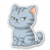 Mürrische Graue Tabby-Katze Aufkleber (Vorderseite)