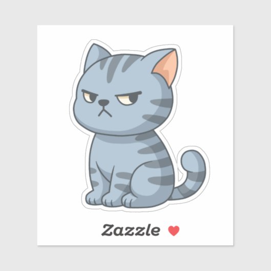 Mürrische Graue Tabby-Katze Aufkleber (Blatt)