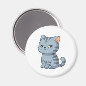 Mürrische Graue Tabby-Katze Magnet (Vorderseite/Rückseite)