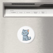Mürrische Graue Tabby-Katze Magnet (In Situ (Geschirrspüler))