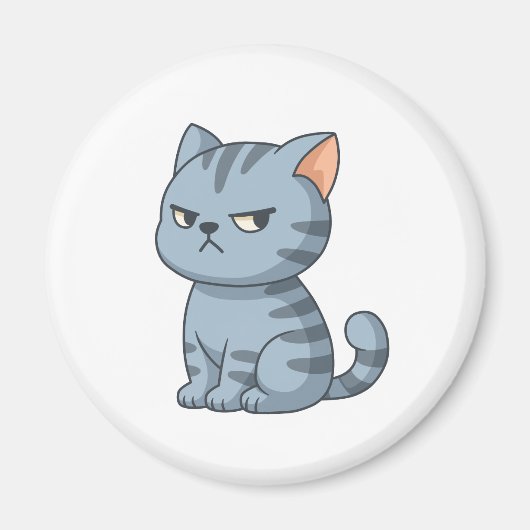 Mürrische Graue Tabby-Katze Magnet (Vorne)