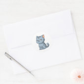 Mürrische Graue Tabby-Katze Runder Aufkleber (Umschlag)