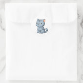 Mürrische Graue Tabby-Katze Runder Aufkleber (Tasche)