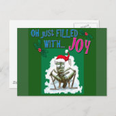 Mürrische Heuschrecke mit Weihnachtshut Feiertagspostkarte (Vorne/Hinten)