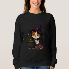 Mürrische Hexenkatze Halloween Sweatshirt
