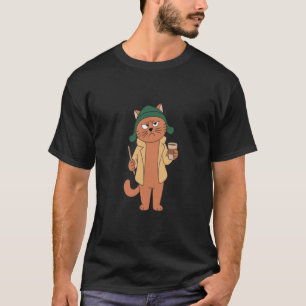 Mürrische Kaffeekatzen-Illustration Lustige Morgen T-Shirt