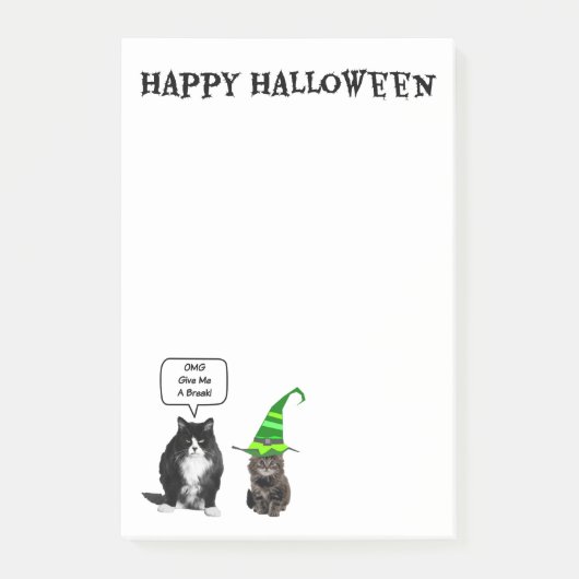 Mürrische Katze Halloweens/geschnittene Kätzchen Post-it Klebezettel (Vorderseite)