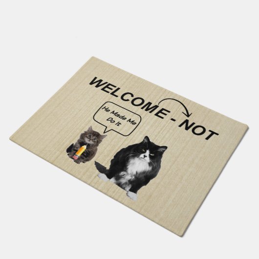 Mürrische Katzen-und Kätzchen-Tür-Matte Fußmatte (Schrägansicht)