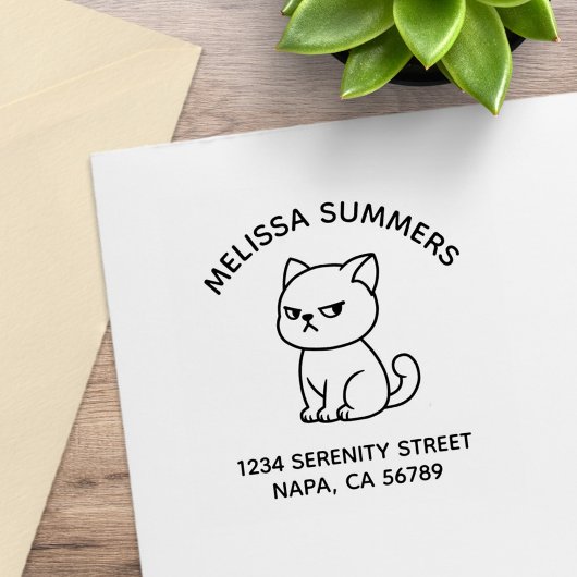 Mürrische Katzenbogen-Adresse Gummistempel