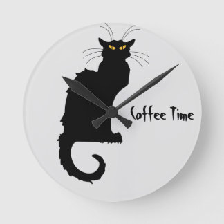 Mürrische Katzenkaffee-Zeit-Wanduhr Runde Wanduhr