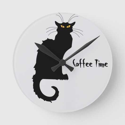 Mürrische Katzenkaffee-Zeit-Wanduhr Runde Wanduhr (Vorderseite)