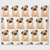 Mürrische Mops Cartoon Geschenkpapier (Flach)