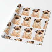 Mürrische Mops Cartoon Geschenkpapier (Ungerollt)