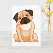 Mürrische Mops Cartoon Karte (Gelbe Blume)