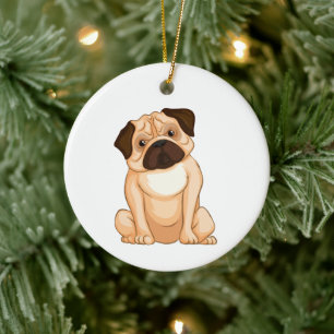 Mürrische Mops Cartoon Keramik Ornament
