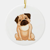 Mürrische Mops Cartoon Keramik Ornament (Vorne)