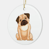 Mürrische Mops Cartoon Keramik Ornament (Links)