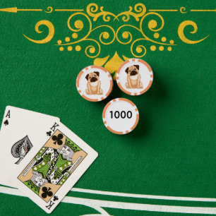 Mürrische Mops Cartoon Pokerchips