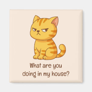 Mürrische orange getigerte Katze lustiger Text Bei Magnet