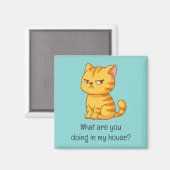 Mürrische orange getigerte Katze lustiger Text Grü Magnet (Vorderseite/Rückseite)