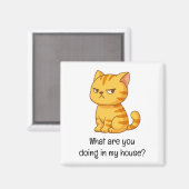 Mürrische orange getigerte Katze lustiger Text Magnet (Vorderseite/Rückseite)
