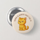 Mürrische orange getigerte Katze mit individuellem Button (Vorne & Hinten)