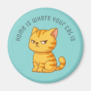 Mürrische orange getigerte Katze mit individuellem Magnet